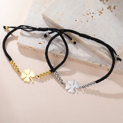 Pulseira Ajustável Aço Inoxidável Trevo