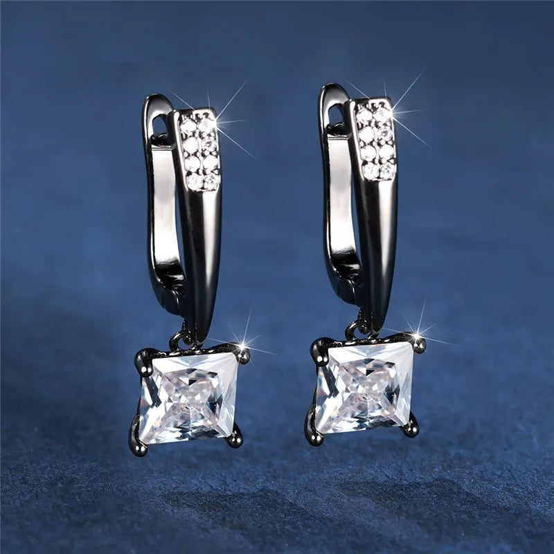 Brincos Quadrados Zircônia Cúbica