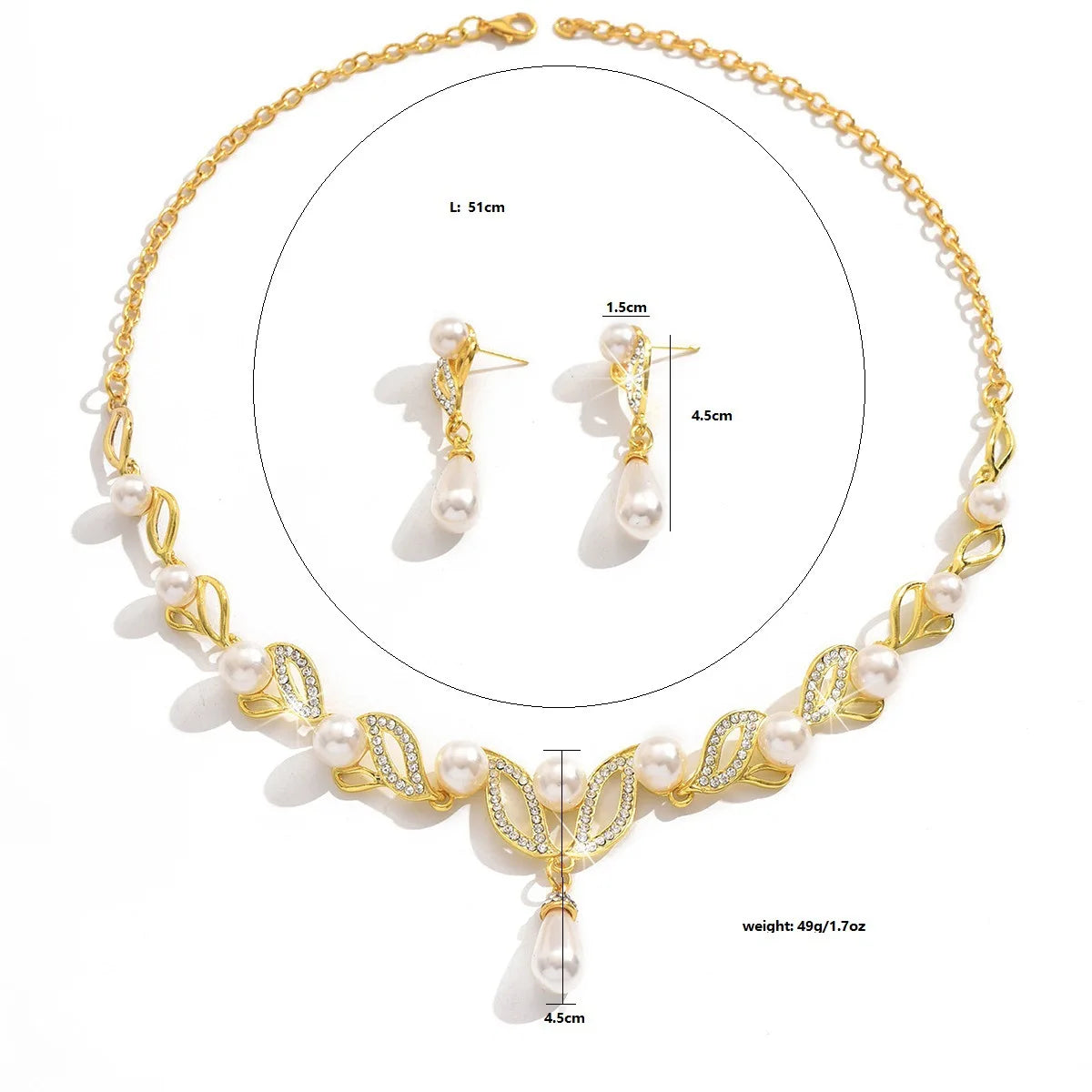 Conjunto Feminino Em Pérolas - Colar e Brincos