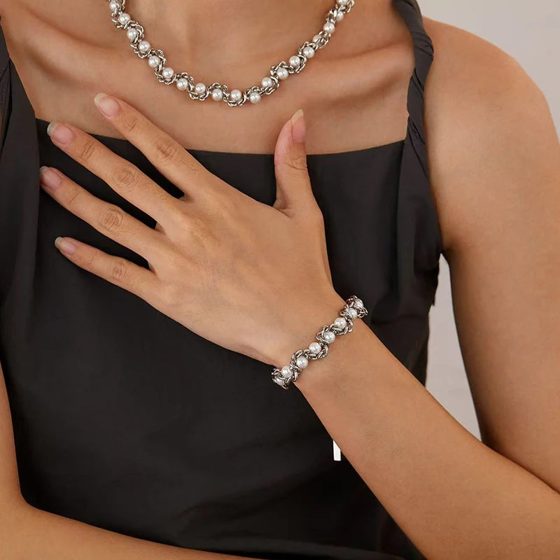 Conjunto de Joias - Colar e Pulseira Aço Inoxidável