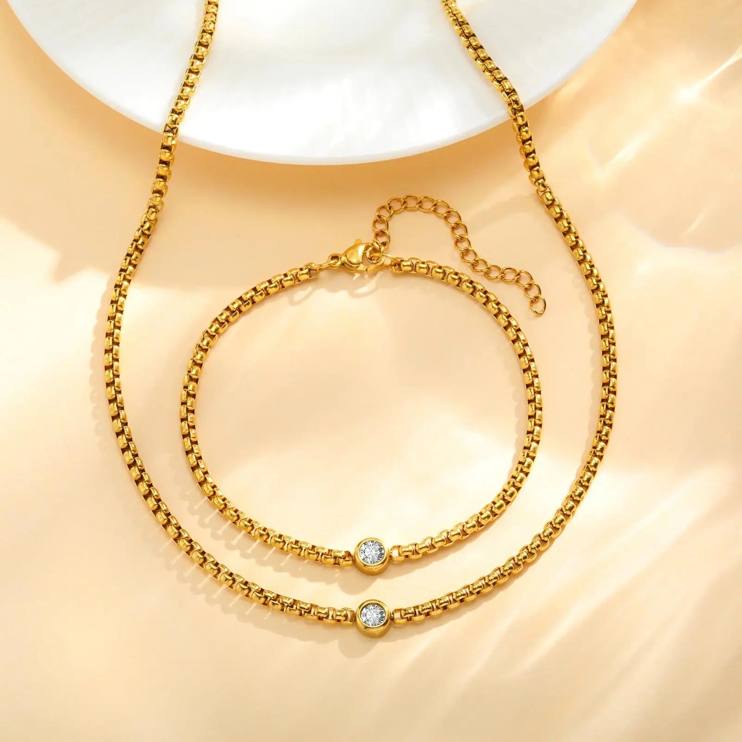 Conjunto de Joias - Colar Em Zircônia e Pulseira