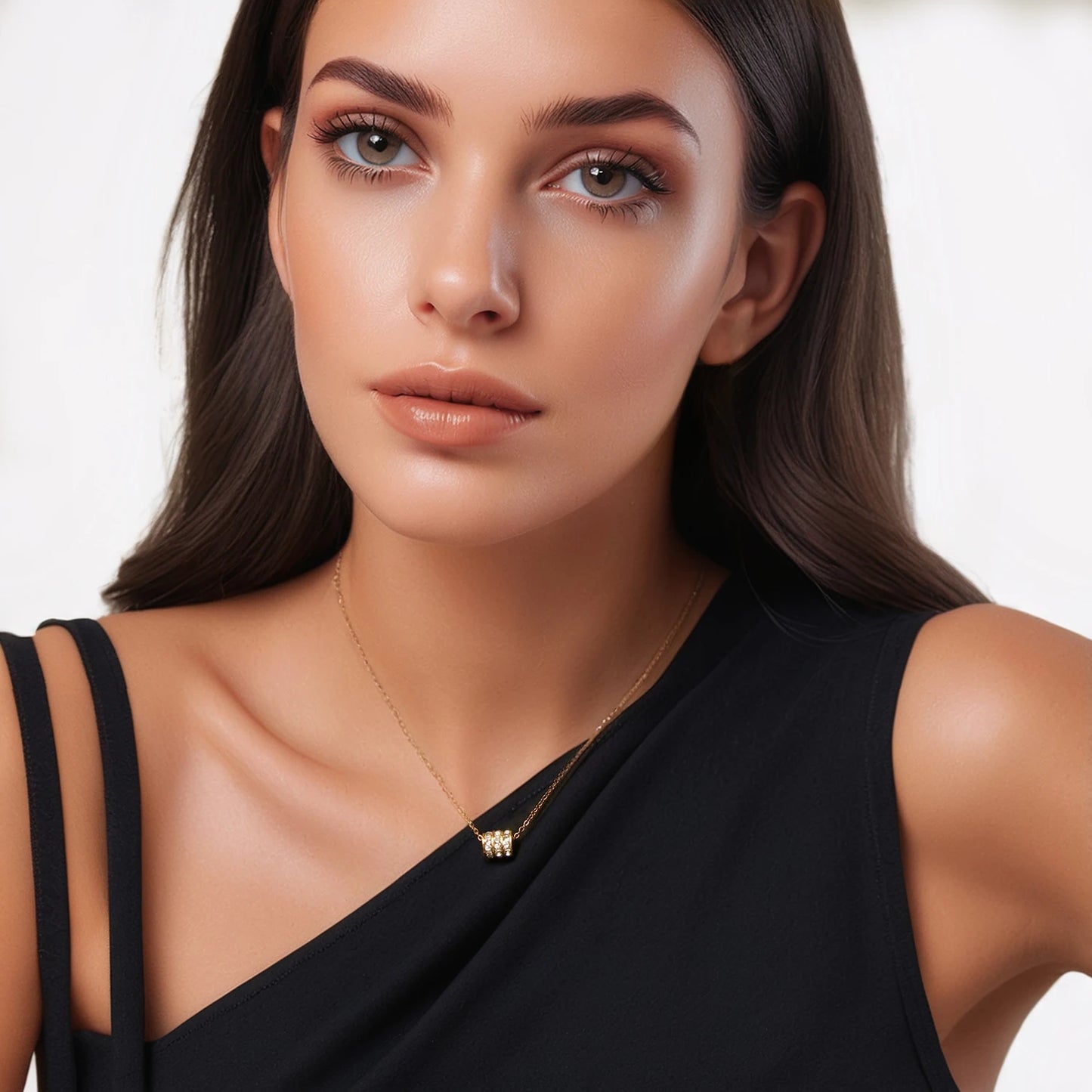 Colar Pingente Cilíndrico Brilhante