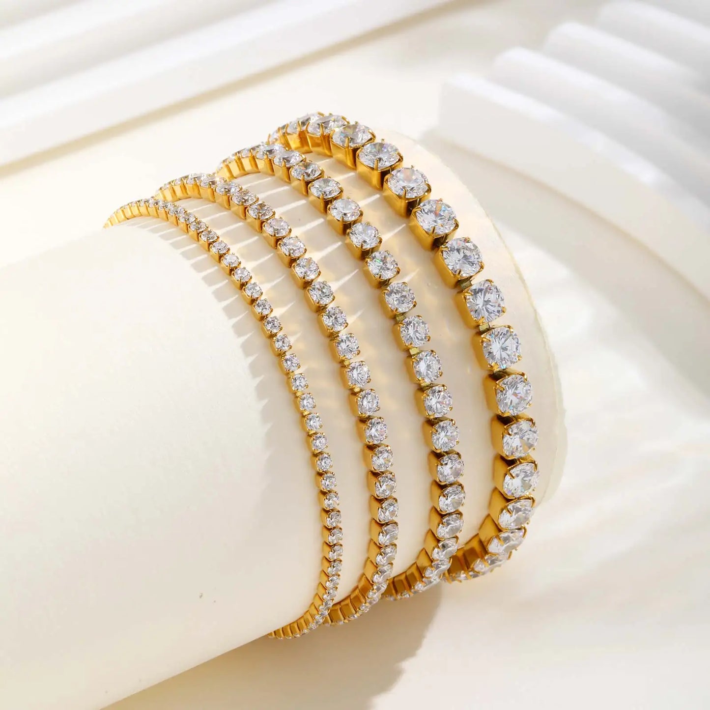 Pulseira Feminina Aço Inoxidável Com Zircônia