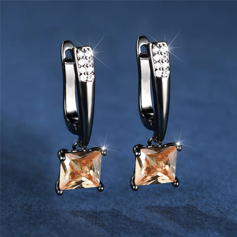 Brincos Quadrados Zircônia Cúbica