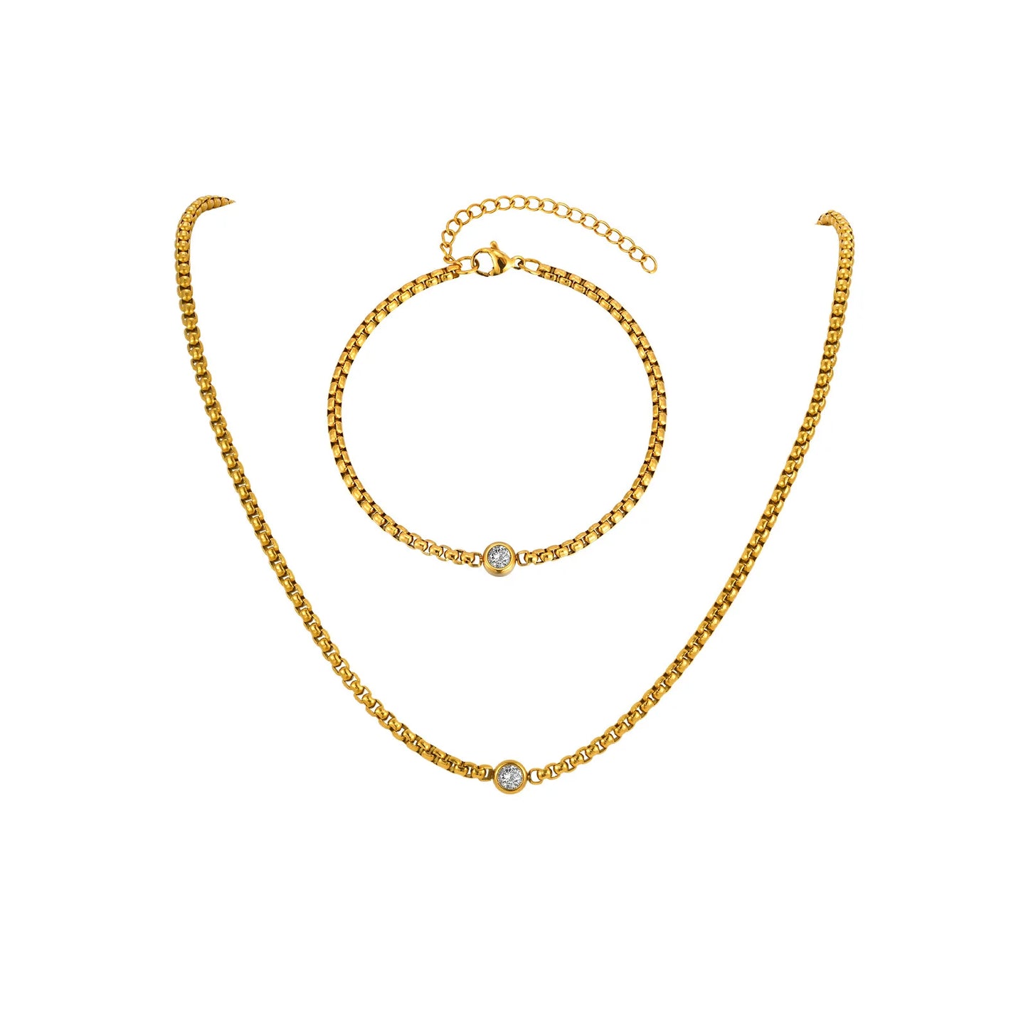 Conjunto de Joias - Colar Em Zircônia e Pulseira