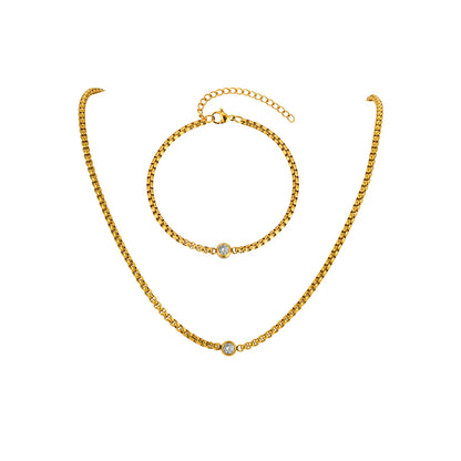 Conjunto de Joias - Colar Em Zircônia e Pulseira