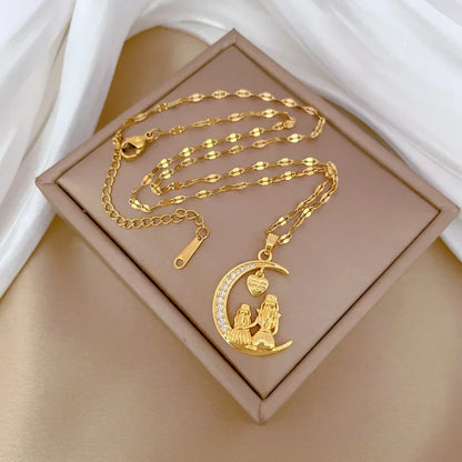 Colar Aço Titânio Coração Lunar