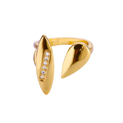 Anel Feminino Gota Aço Inoxidável Revestimento de Ouro 18K