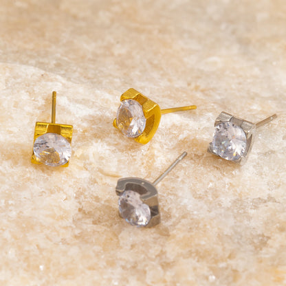 Brincos Quadrados de Zircônia Ouro 18K