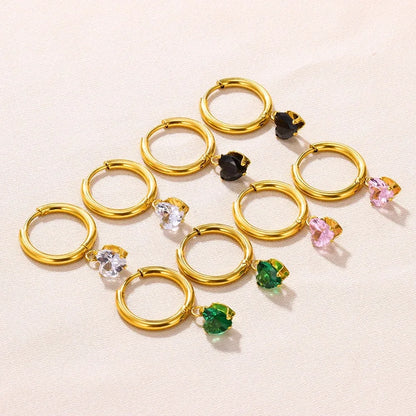 Brincos de Coração Em Zircônia Cúbica