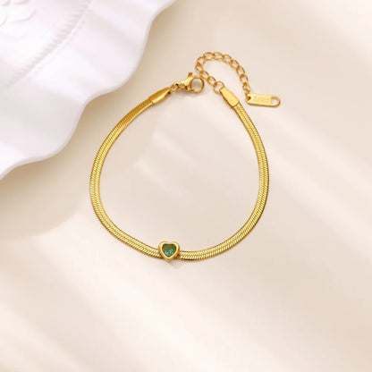 Pulseira Coração Em Aço Inoxidável com Zircônia