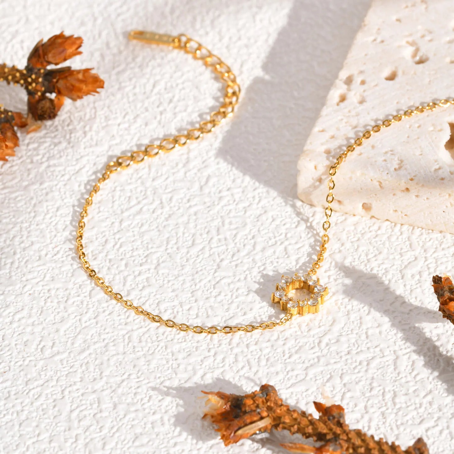 Pulseira Feminina Girassol Aço Inoxidável